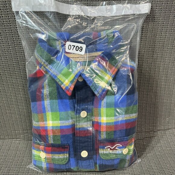 Hollister Shirt Men's M MultiColor Plaid Flannel Button Up Long Sleeve - Picture 9 of 9